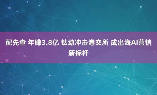 配先查 年赚3.8亿 钛动冲击港交所 成出海AI营销新标杆